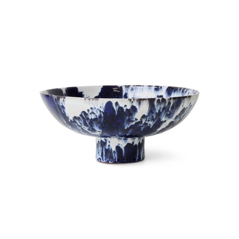 CERAMIC BOWL ON A BASE INDIGO